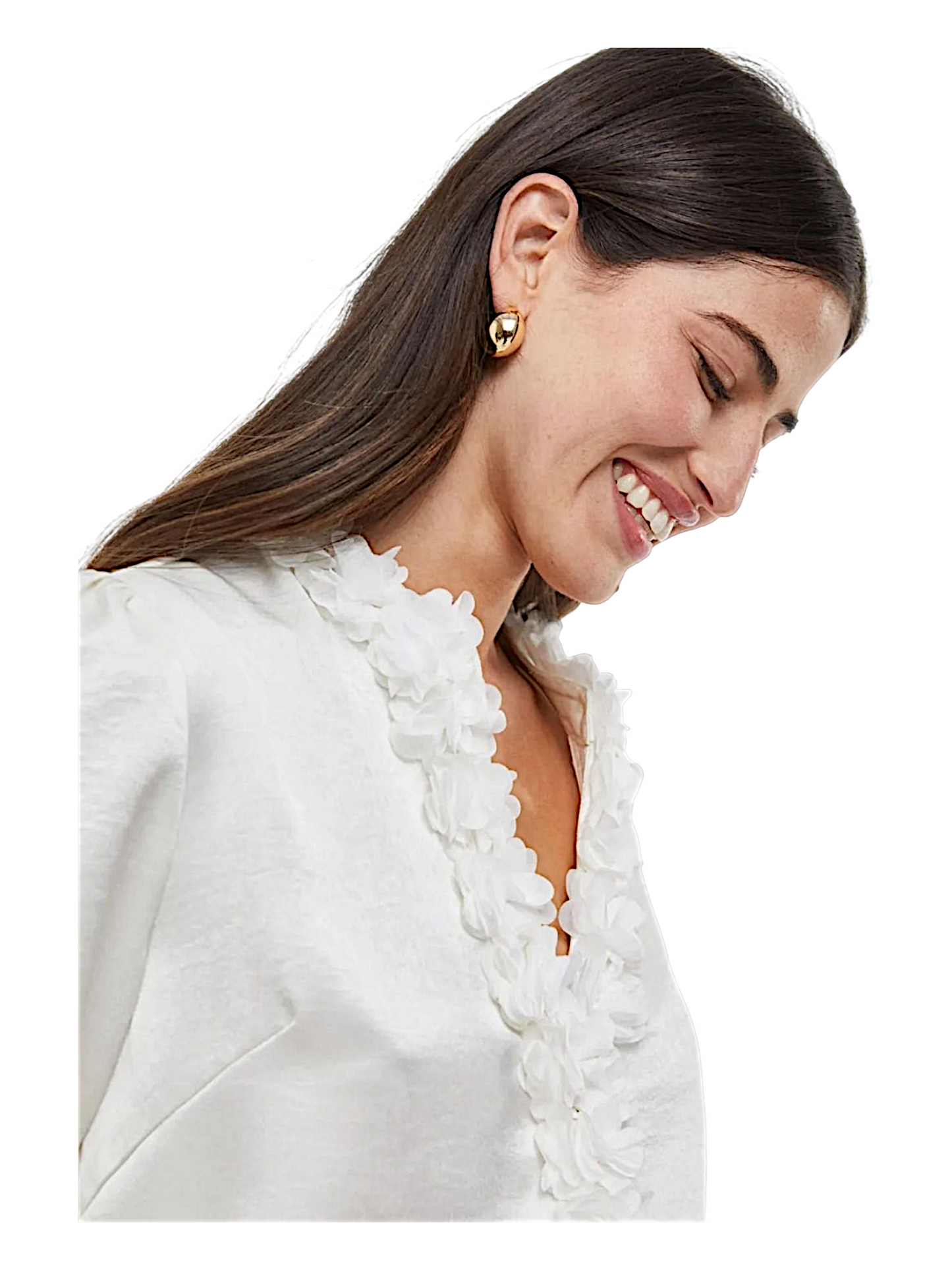 Blusa Satinada con Detalles Florales