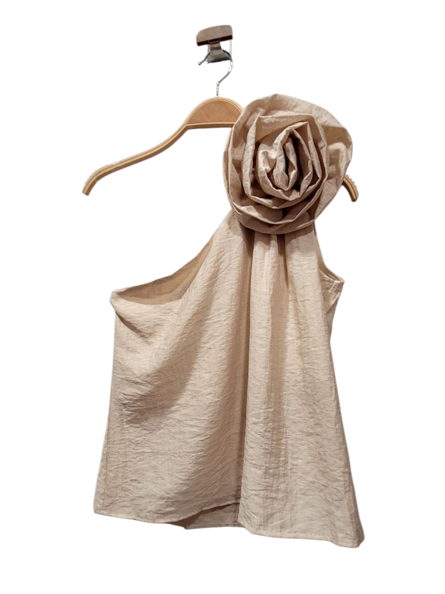 Top Escote Asimétrico con Flor