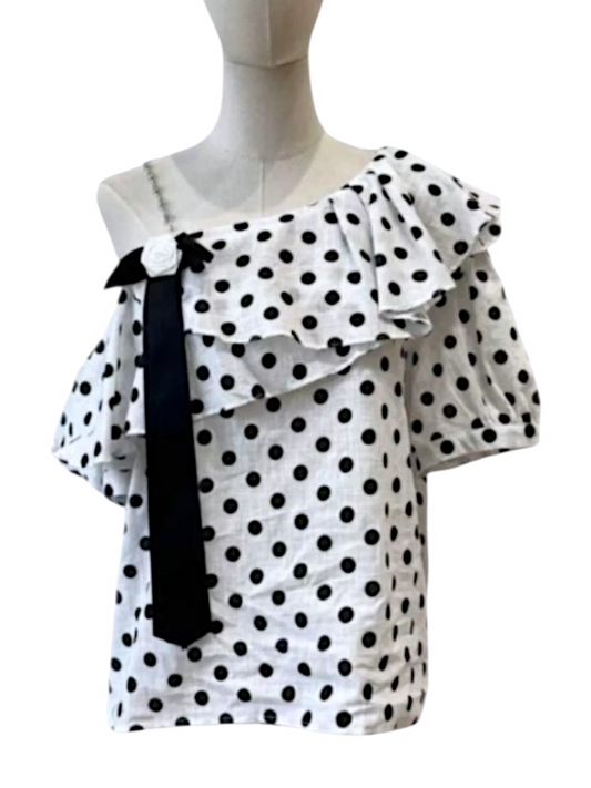 Blusa de Lunares con Volante .