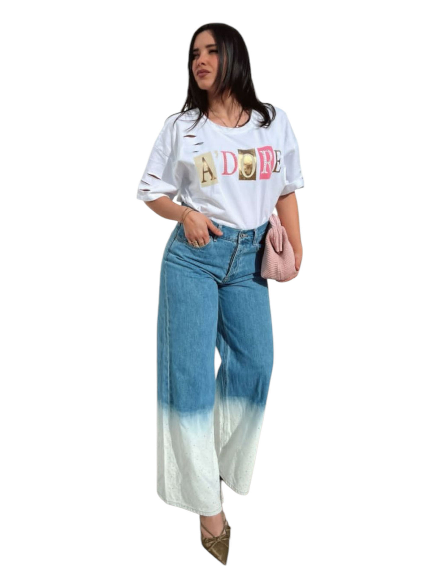 Jeans Deep Day Wide Leg con brillos .
