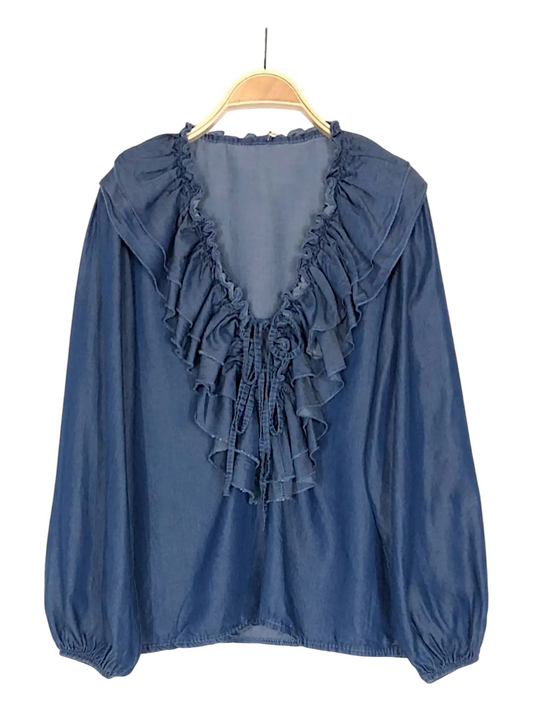 Blusa Escote Volantes